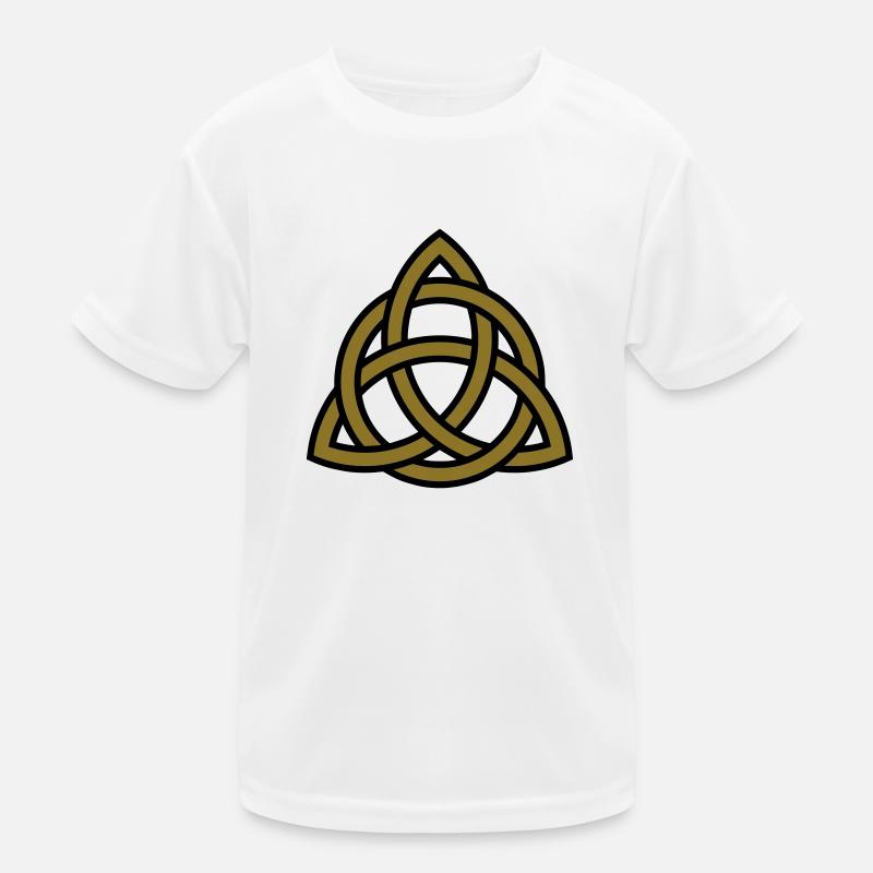 Celtic Knot Triquetra Patricks Day Triangle Circle Kids Functional T-Shirt