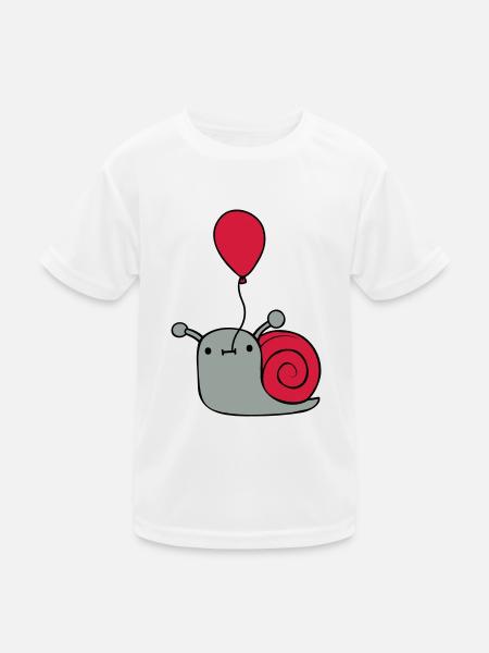 Niedliche Luftballon Schnecke - Kinder Funktions-T-Shirt - Weiß - Vorne