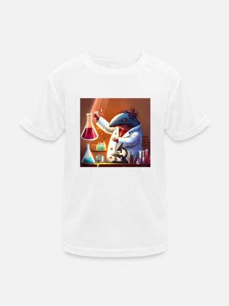 Mad dolphin scientist experimenting - Kids Functional T-Shirt - white - Front