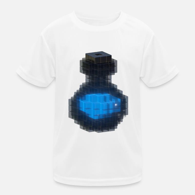 3D Design 3D Cube Black Bottle & Ocean Blue Potion Kids Functional T-Shirt