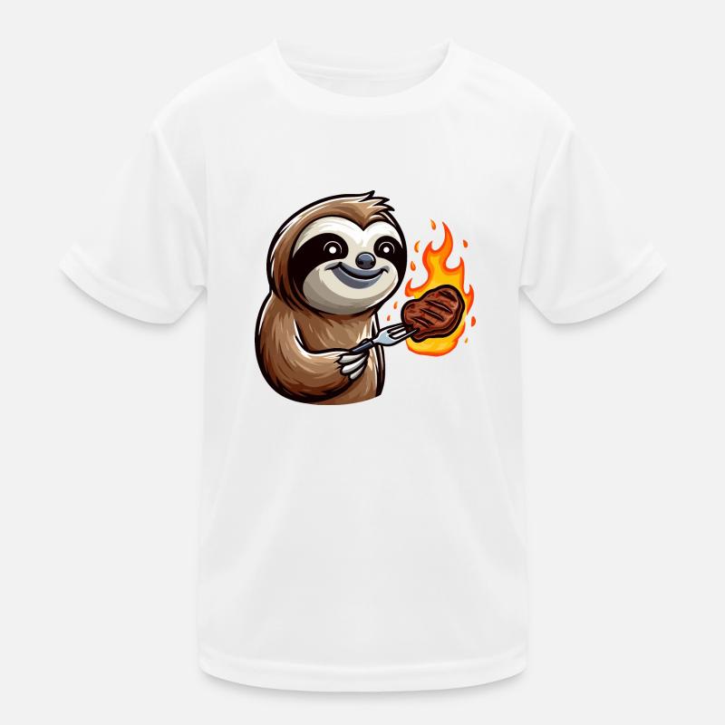 Sloth grilling steak Kids Functional T-Shirt