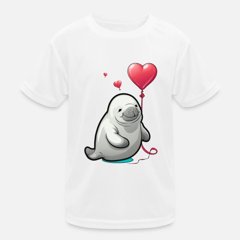 Manatee mit Herz Kinder Funktions-T-Shirt