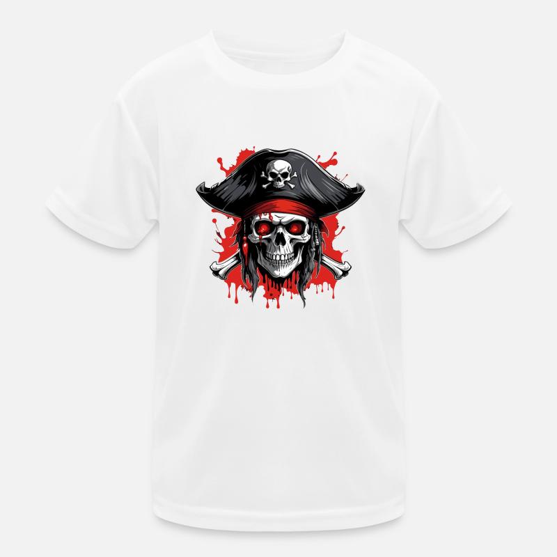 Piratenschädel mit Dreispitz und Blutspritzern Kinder Funktions-T-Shirt