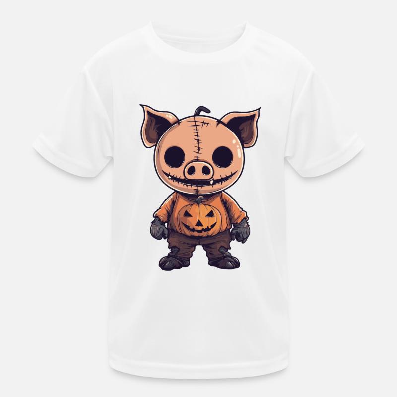 Pig Halloween Comic Funny Kids Functional T-Shirt