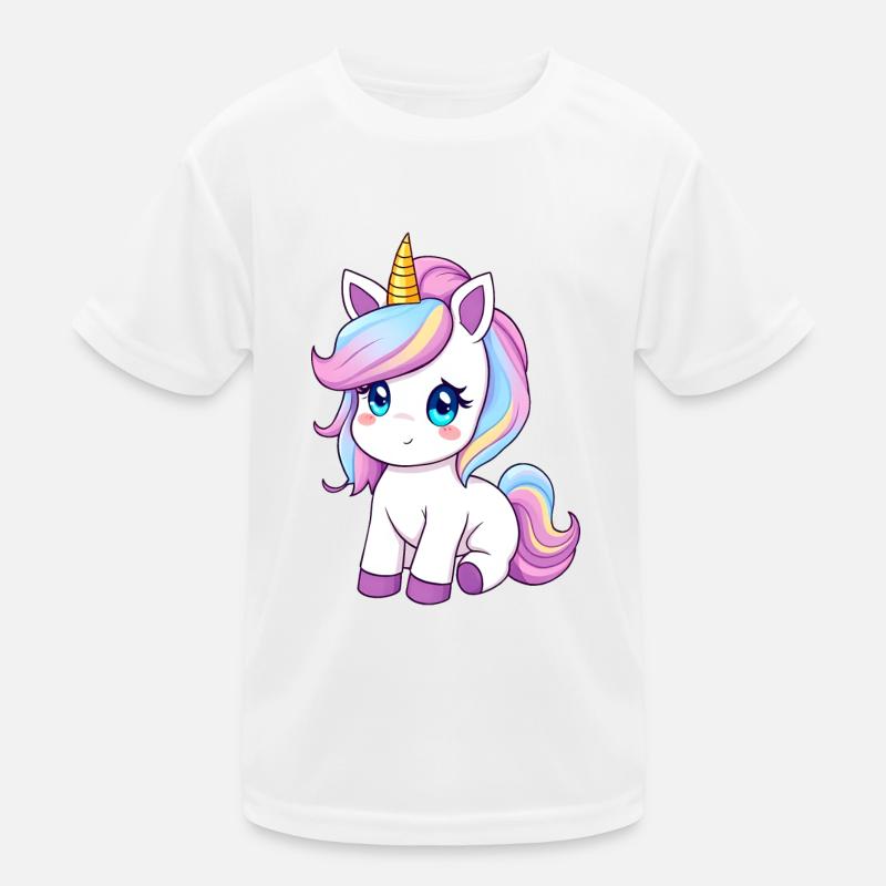 Licorne de dessin animé mignonne avec éclat magique T-shirt sport Enfant