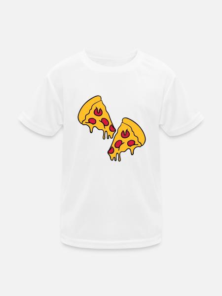 2 pizza tropfend käse salami stücke - Kinder Funktions-T-Shirt - Weiß - Vorne