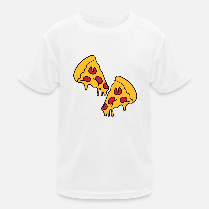 2 pizza dripping cheese salami pieces Kids Functional T-Shirt