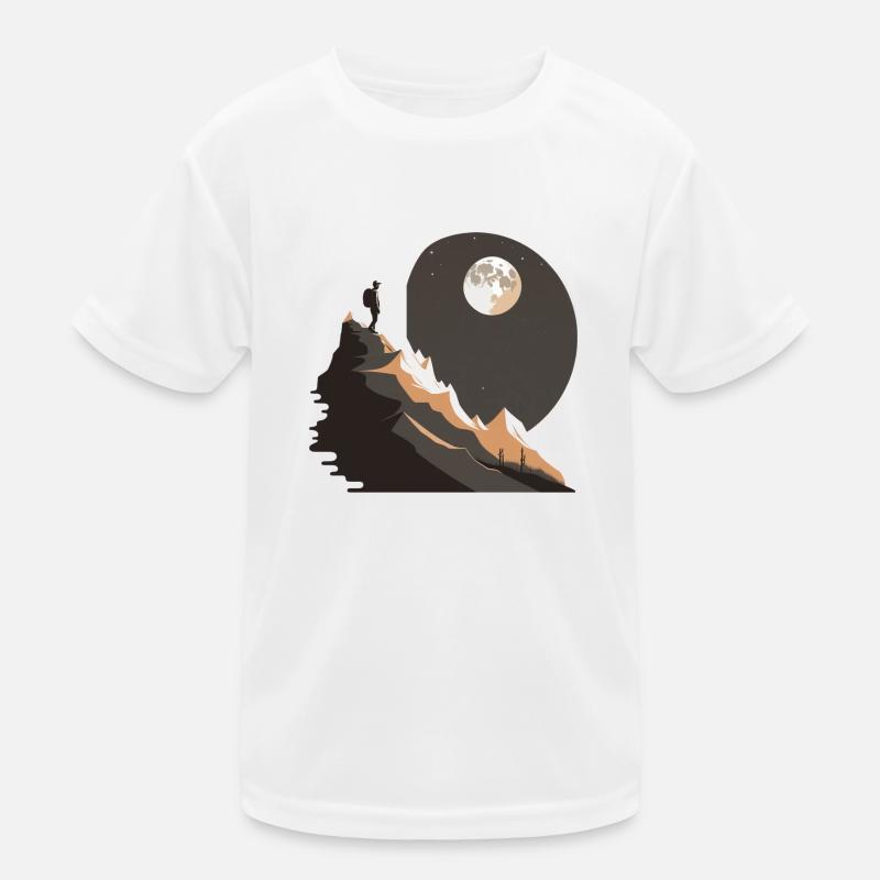 Hikers by moonlight in the mountains Kids Functional T-Shirt