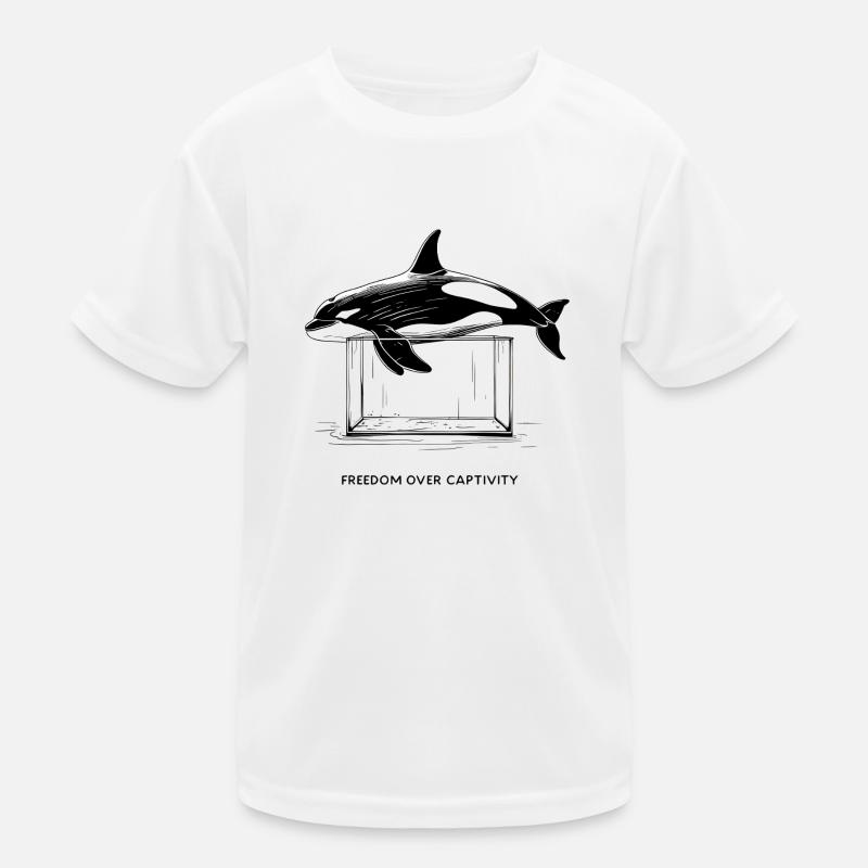 Fine Line Orca – Freedom Over Captivity Kinder Funktions-T-Shirt