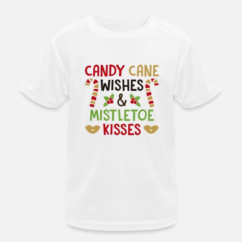 Candy Cane souhaite et bisous de gui T-shirt sport Enfant