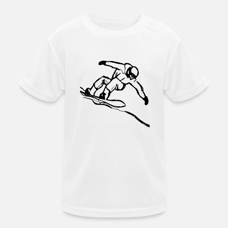 Hand-drawn sketch of a snowboarder Kids Functional T-Shirt
