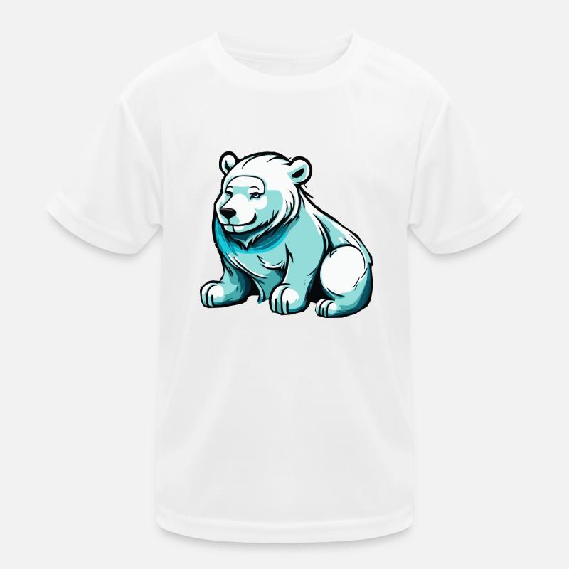 Little cute polar bear in winter Kids Functional T-Shirt