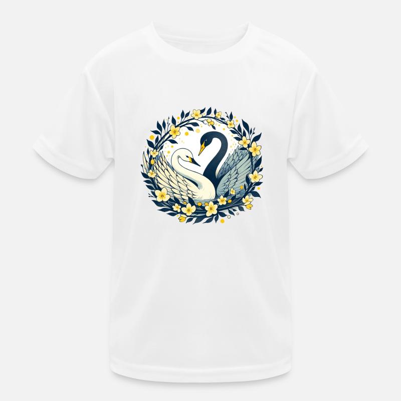 Schwanen-Pärchen Kinder Funktions-T-Shirt
