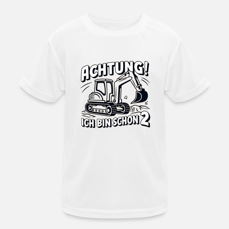 Ich bin schon 2 - Bagger - Kinder Funktions-T-Shirt - Weiß
