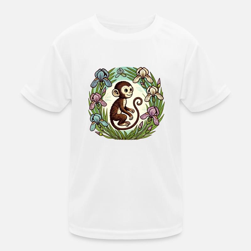 Iris-Affe - Kinder Funktions-T-Shirt - Weiß