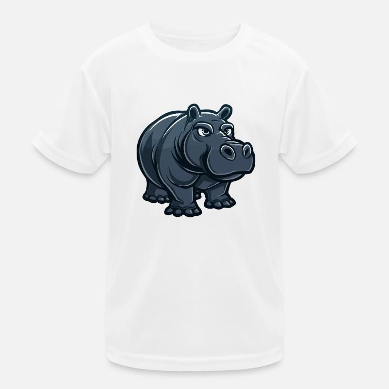 Nilpferd Comic - Kinder Funktions-T-Shirt - Weiß