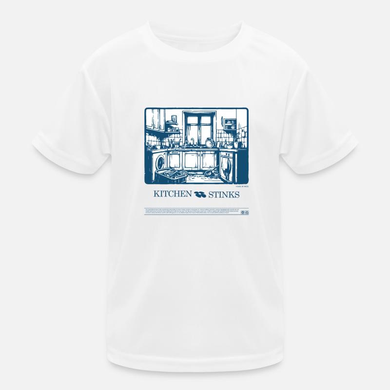 Kitchen Stinks Illustration - Kids Functional T-Shirt - white