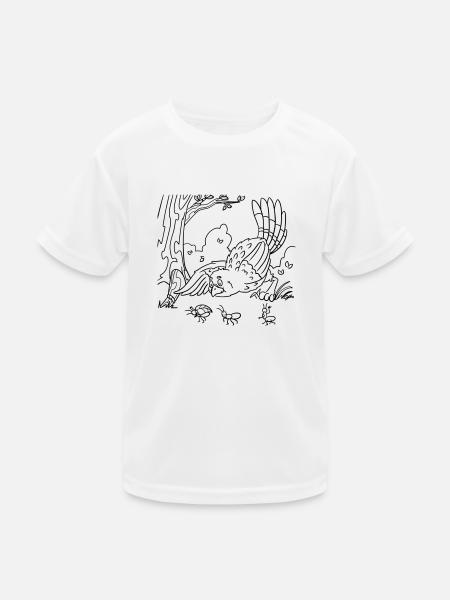 Niedlicher Vogel Ausmalbild für Kindergeburtstag - Kinder Funktions-T-Shirt - Weiß - Vorne
