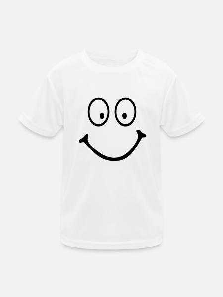 smiley - Kinder Funktions-T-Shirt - Weiß - Vorne