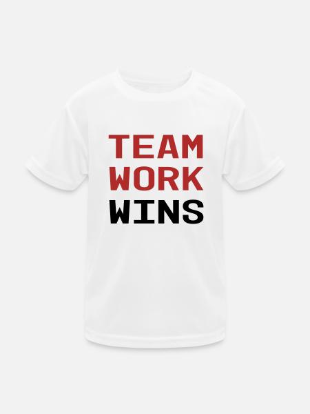 Teamwork - Kinder Funktions-T-Shirt - Weiß - Vorne