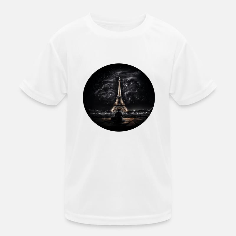 Paris the Eiffel Tower at night - Kids Functional T-Shirt - white