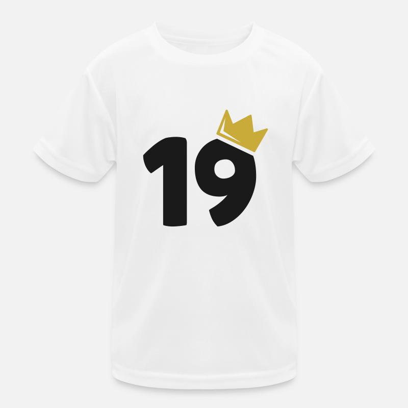 19e anniversaire Couronne 19 ans Numéro T-shirt sport Enfant