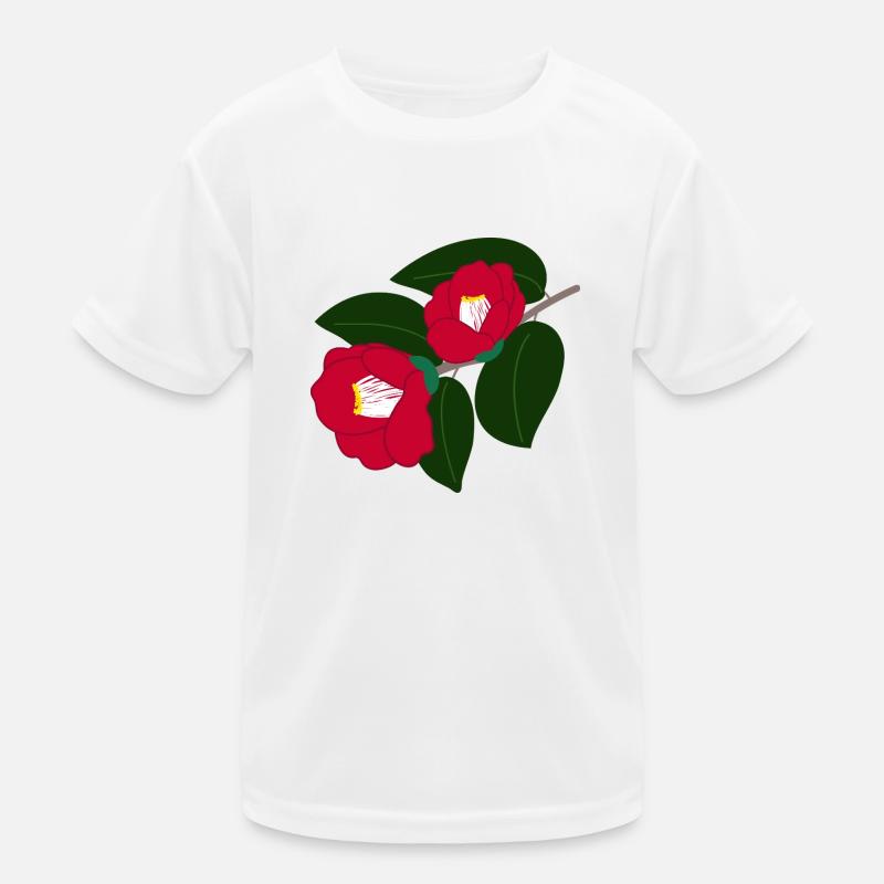 zwei rote Kamelienblüten Kinder Funktions-T-Shirt