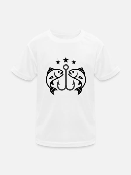Angelhaken Fische - Kinder Funktions-T-Shirt - Weiß - Vorne