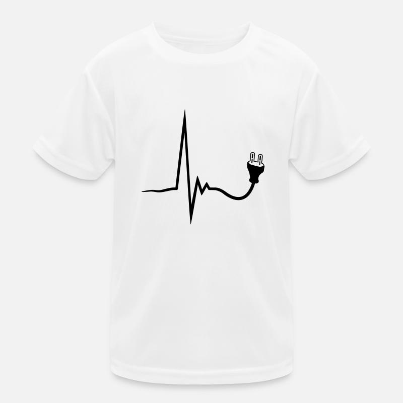 heartbeat current line plug power socket connect p Kids Functional T-Shirt