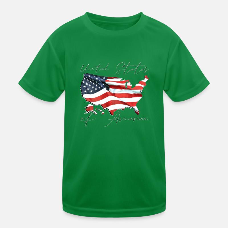 États-Unis | Drapeau réel | Flag Map Script T-shirt sport Enfant