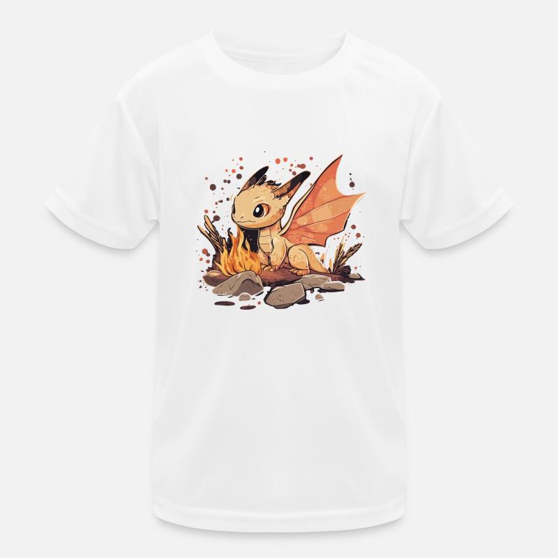 Comic Dragon with Fire Kids Functional T-Shirt