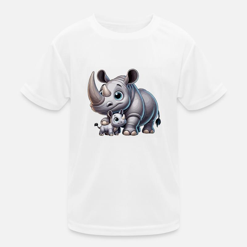 Nashornmutter mit Kind Kinder Funktions-T-Shirt