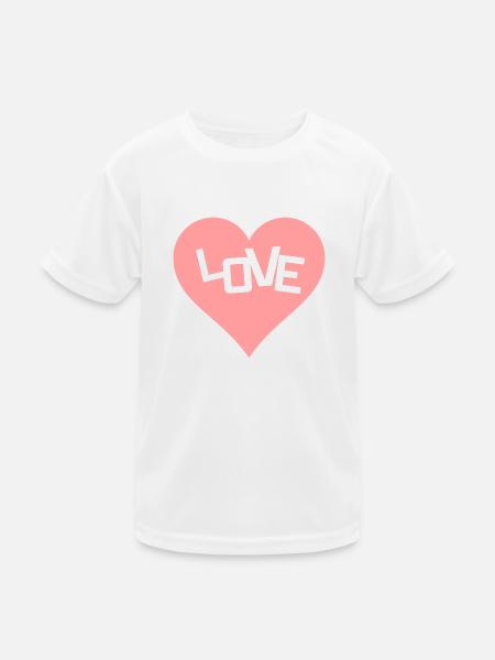 Love Liebe Herz - Kinder Funktions-T-Shirt - Weiß - Vorne