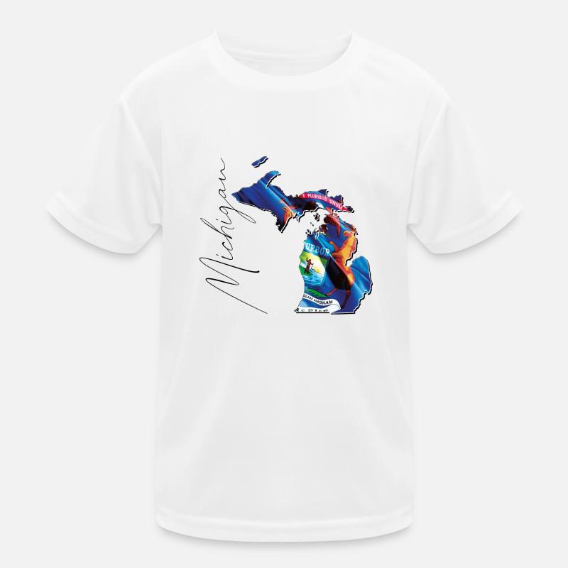 Michigan (USA) | echte Flagge | Flag Map Script Kinder Funktions-T-Shirt