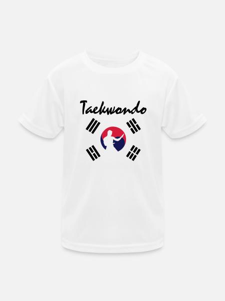 Taekwondo - Kinder Funktions-T-Shirt - Weiß - Vorne