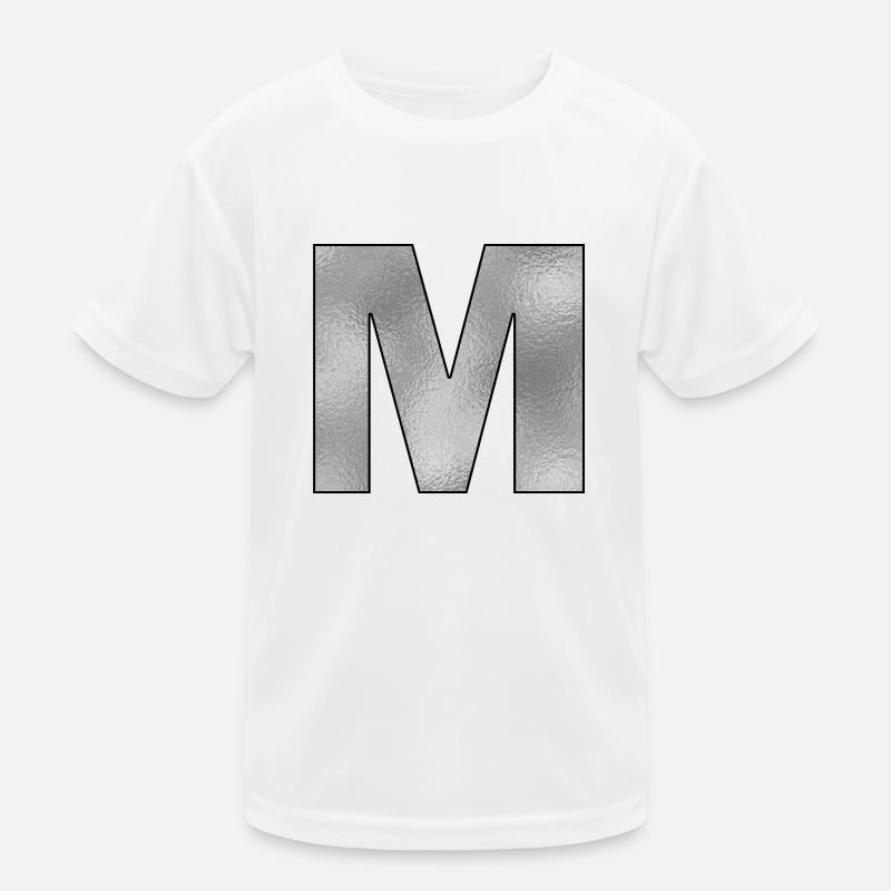 Buchstabe M Silber Kinder Funktions-T-Shirt