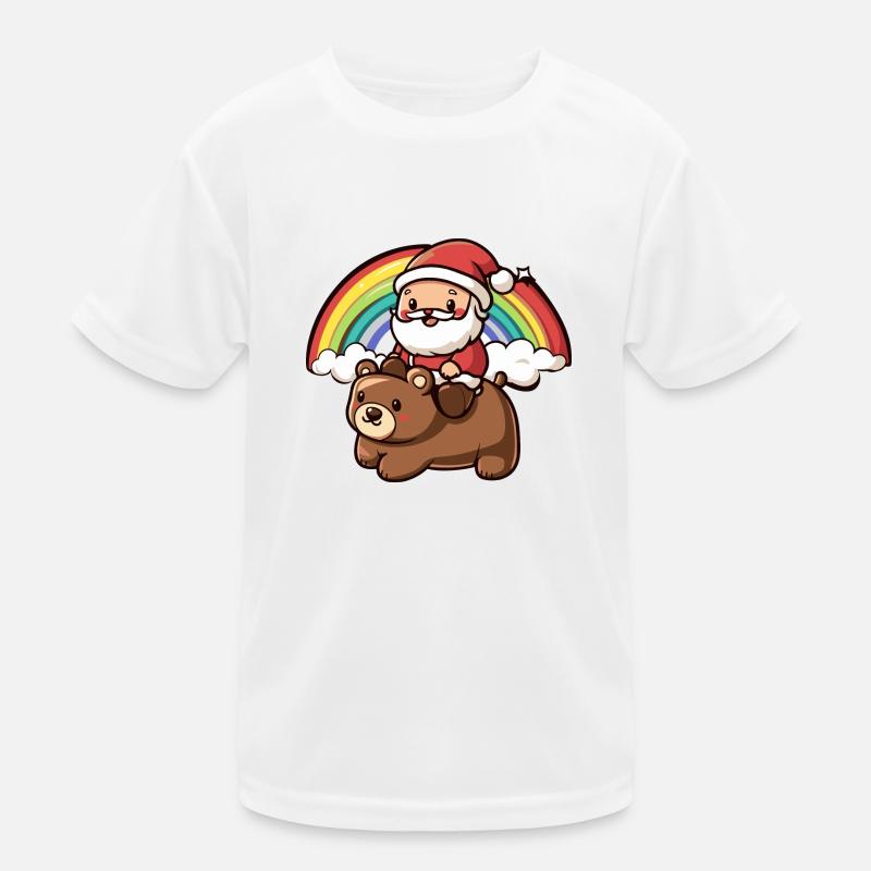 Bär Weihnachtsmann Regenbogen Kinder Funktions-T-Shirt