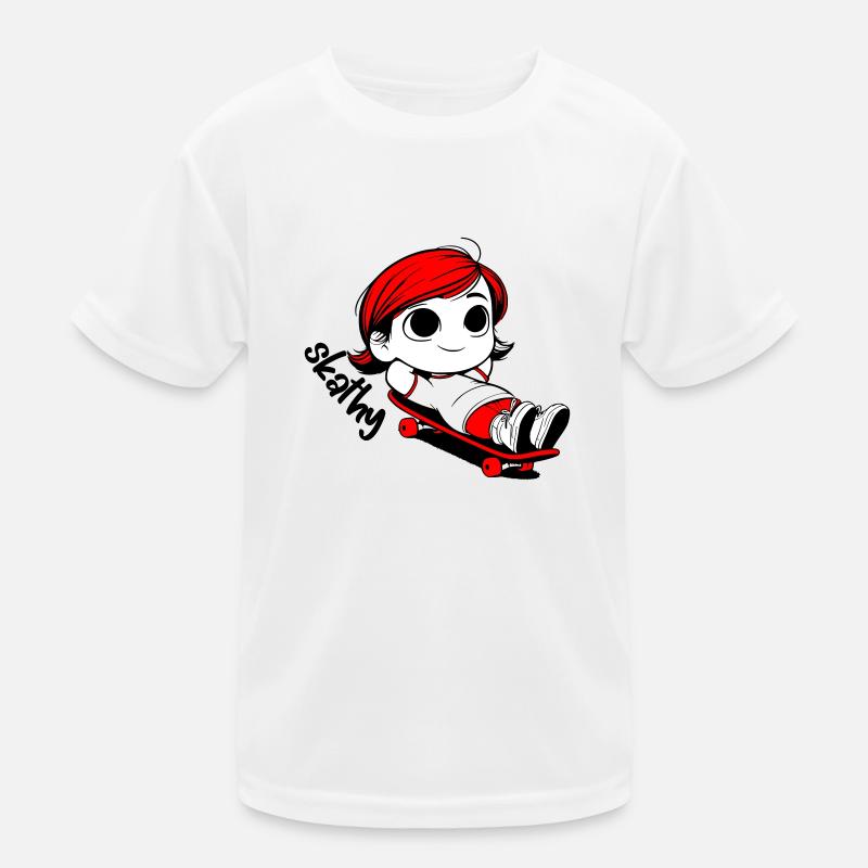 Kathy se relaxant sur une planche à roulettes. T-shirt sport Enfant