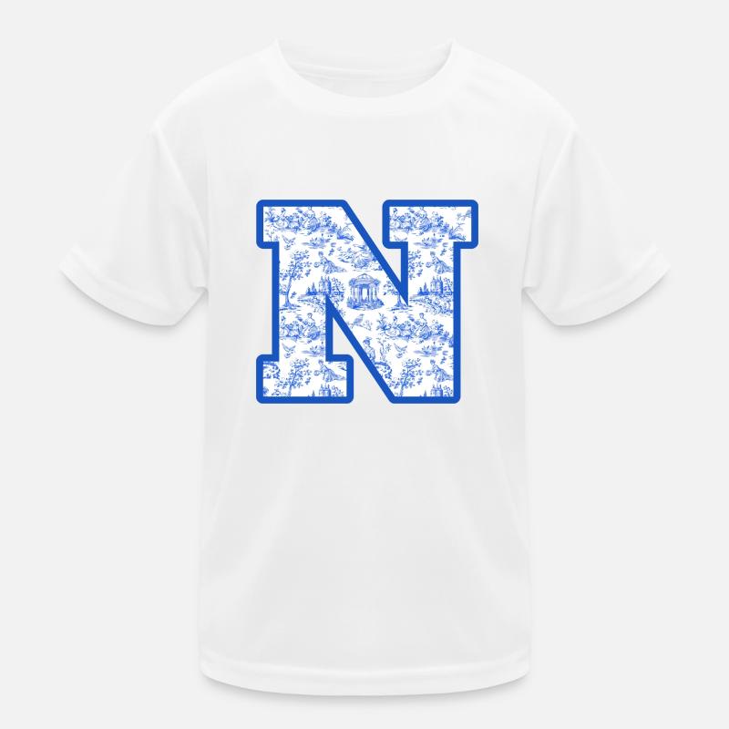Buchstabe n blaue Chinoiserie Kinder Funktions-T-Shirt