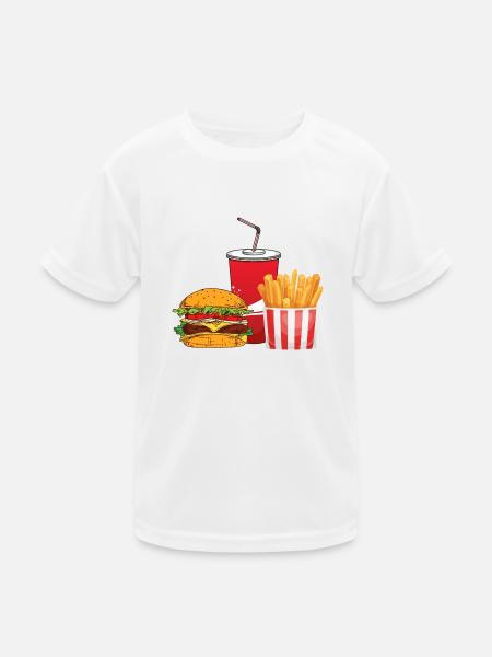 Burger, Soda, Pommes. - Kinder Funktions-T-Shirt - Weiß