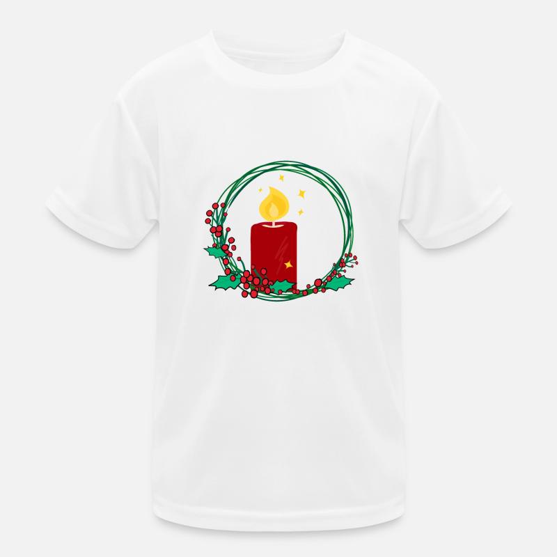 Weihnachtskranz mit Kerze Kinder Funktions-T-Shirt