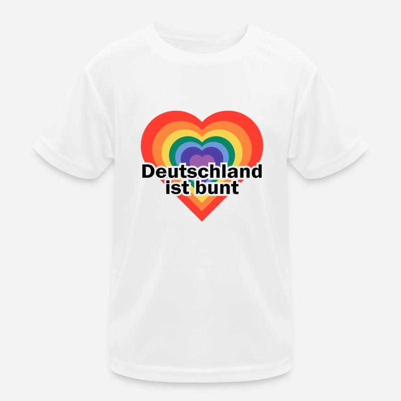 Deutschland ist bunt Herz in Regenbogen Farben Kinder Funktions-T-Shirt