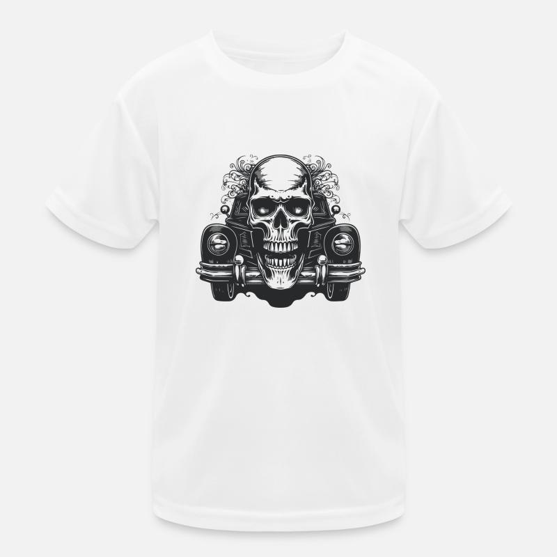 Auto Oldtimer Totenkopf Oldschool Schrauber Car Kinder Funktions-T-Shirt
