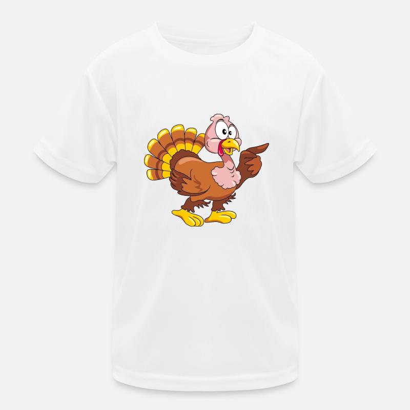 Surprised pointing turkey Kids Functional T-Shirt