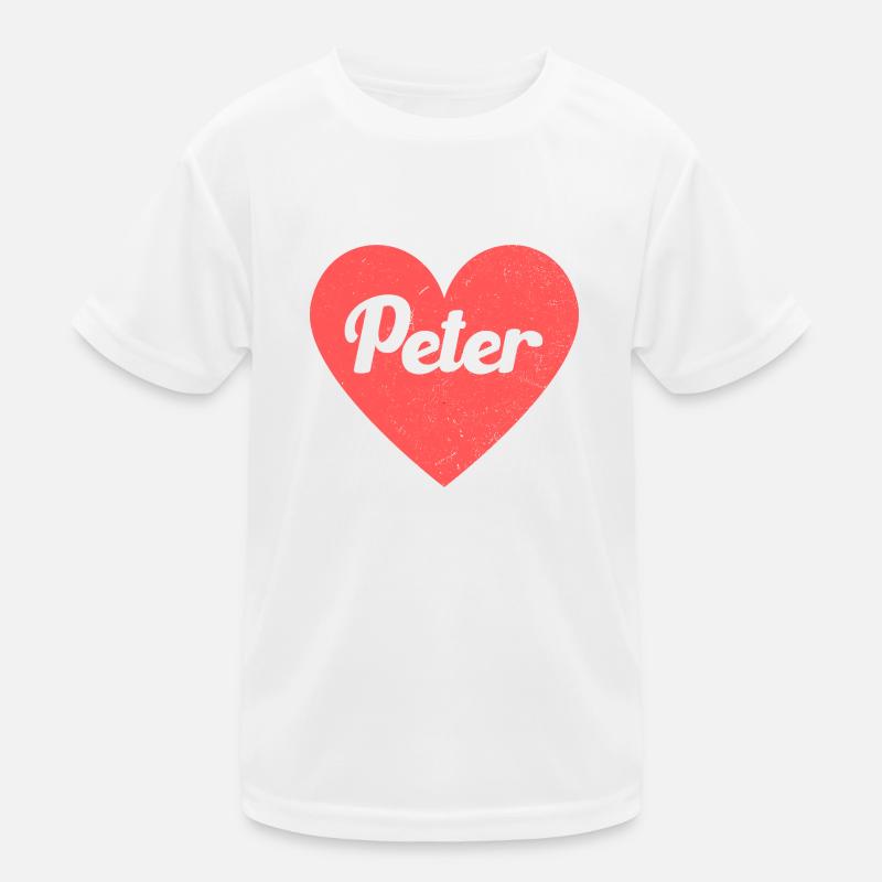 Peter Name Rotes Herz Liebe Fan Retro Kinder Funktions-T-Shirt