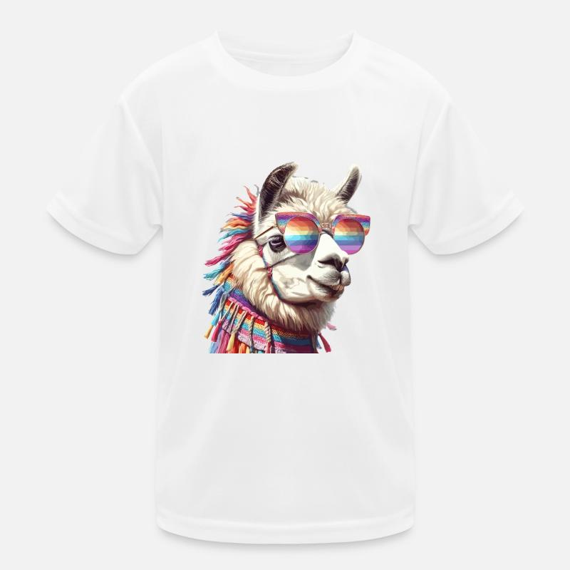 Llama in the rainbow Kids Functional T-Shirt
