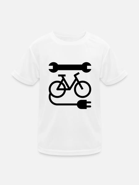 E-bike Werkstatt - Kinder Funktions-T-Shirt - Weiß - Vorne