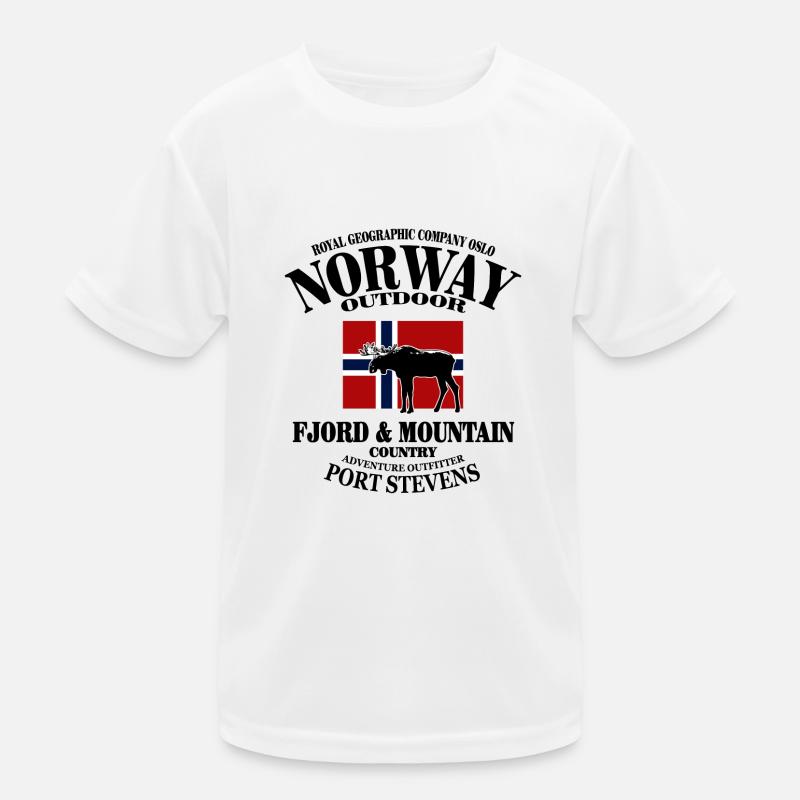 Moose - Elch - Norway Flag Kinder Funktions-T-Shirt