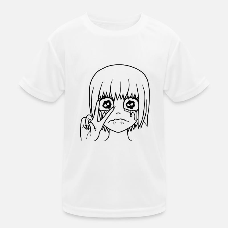Peace Handzeichen weinendes Mädchen Kinder Funktions-T-Shirt