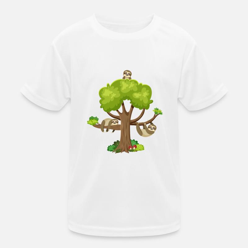Faultier Baum - Kinder Funktions-T-Shirt - Weiß
